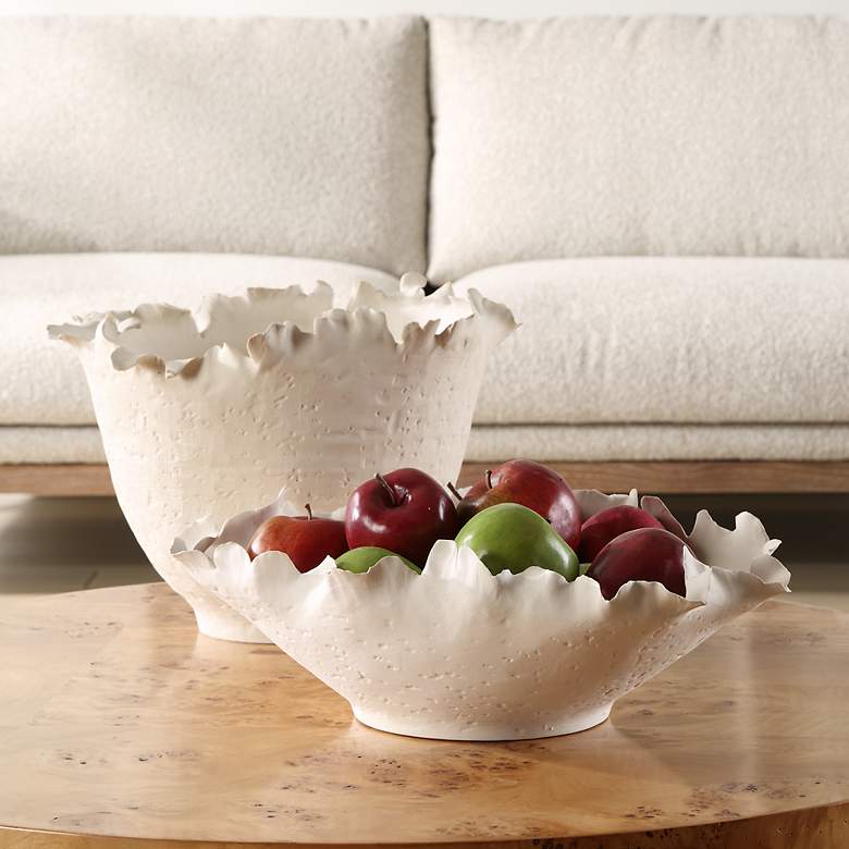 Image 3 Blossom 10" Tall Off White Ceramic Bowl more views