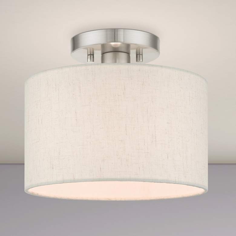 Image 1 Blossom 10" Wide Brushed Nickel Drum Ceiling Light
