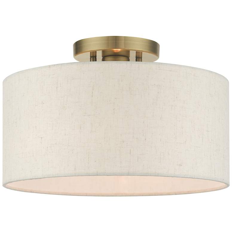 Image 2 Blossom 13" Wide Antique Brass Drum Ceiling Light