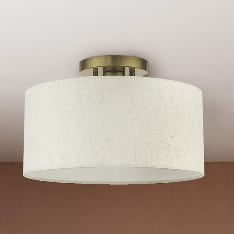 Image 1 Blossom 13" Wide Antique Brass Drum Ceiling Light