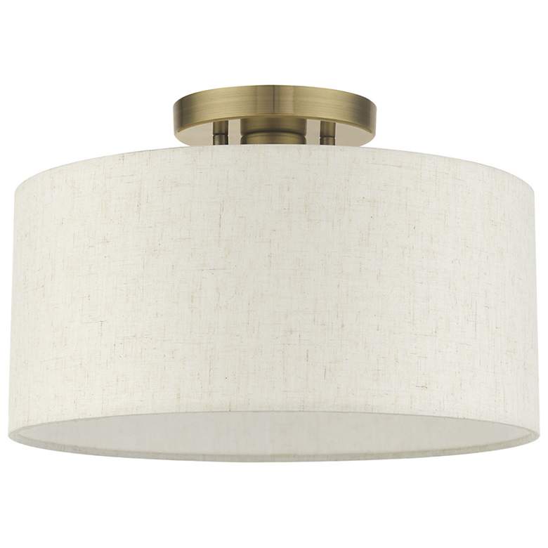 Image 3 Blossom 13" Wide Antique Brass Drum Ceiling Light more views