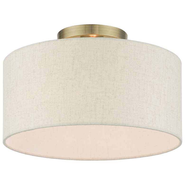Image 4 Blossom 13" Wide Antique Brass Drum Ceiling Light more views