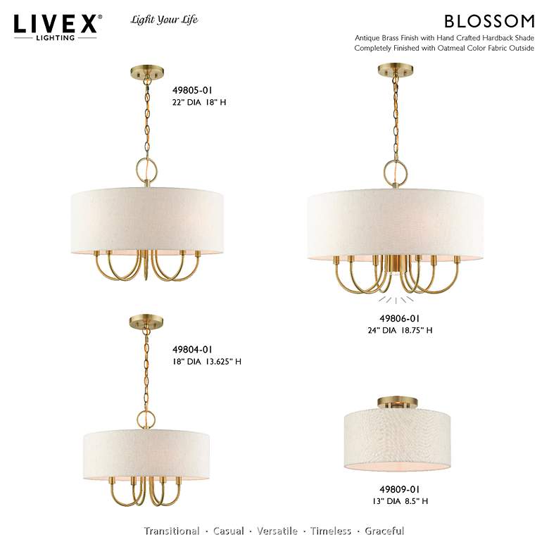 Image 7 Blossom 13" Wide Antique Brass Drum Ceiling Light more views