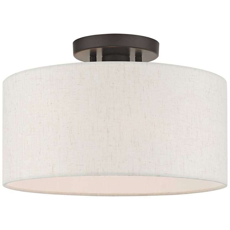 Image 3 Blossom 13" Wide English Bronze Drum Ceiling Light