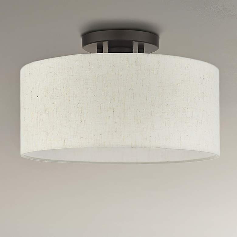 Image 2 Blossom 13" Wide English Bronze Drum Ceiling Light