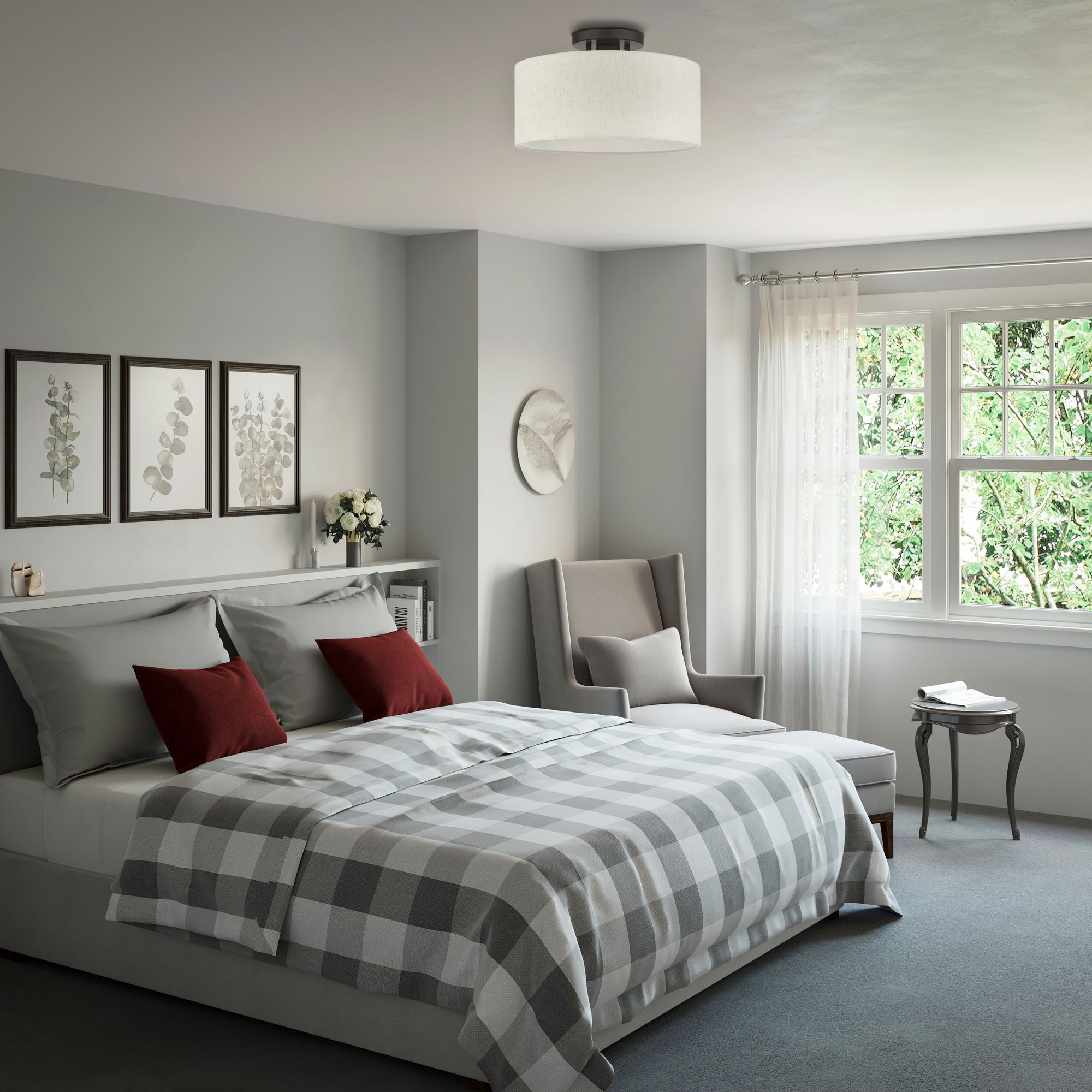 Blossom 13" Wide English Bronze Drum Ceiling Light in scene