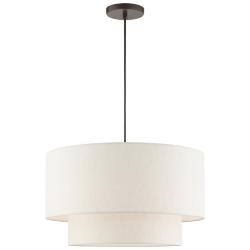 Blossom 20"W English Bronze 2-Tier Drum Shade Pendant Light