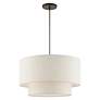 4_Blossom 20"W English Bronze 2-Tier Drum Shade Pendant Light more views