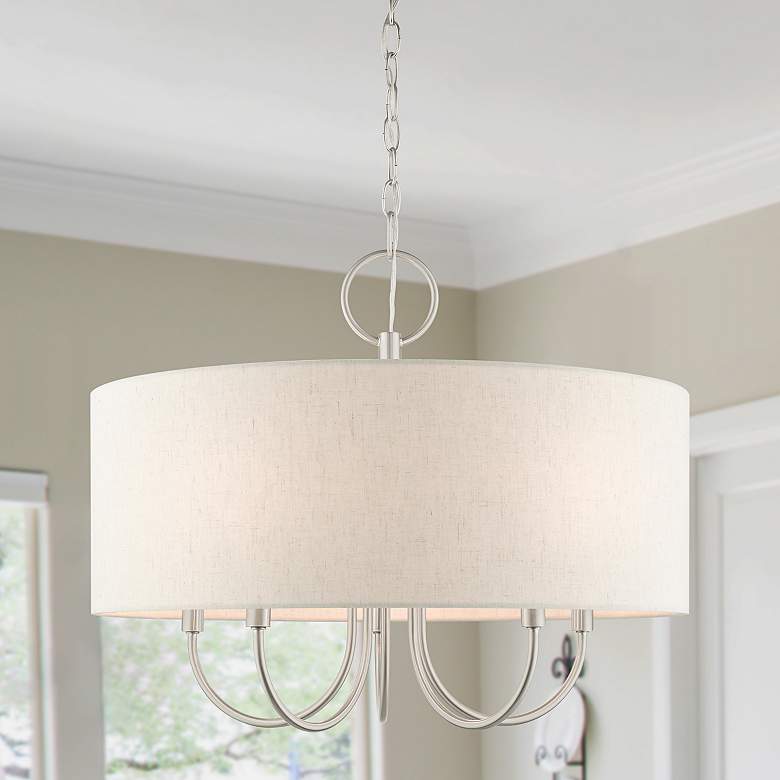Image 1 Blossom 22" Wide Brushed Nickel Drum Shade Chandelier