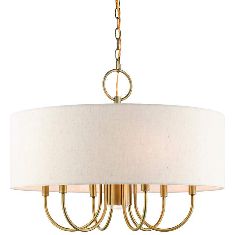 Image 3 Blossom 24" Wide Antique Brass Drum Chandelier