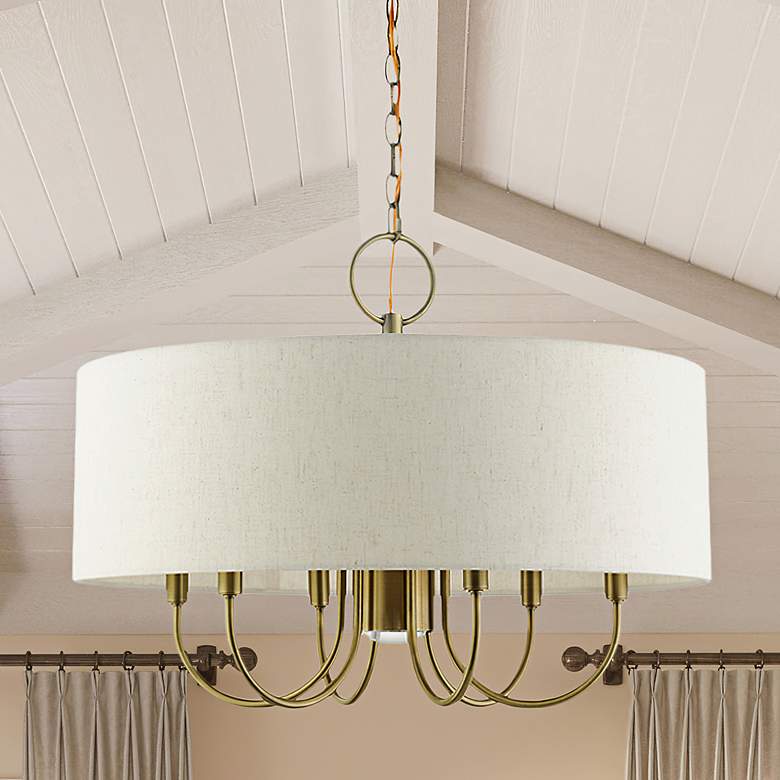 Image 2 Blossom 24" Wide Antique Brass Drum Chandelier