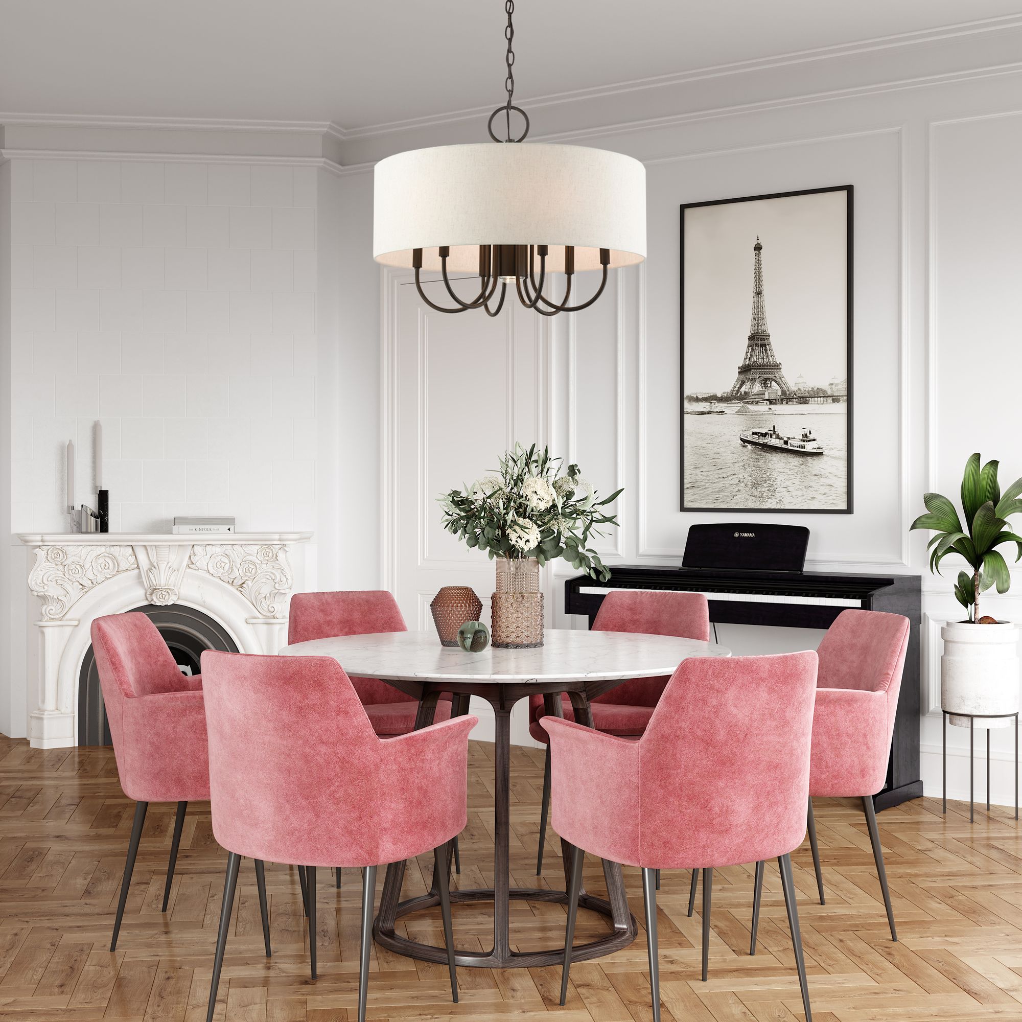 Blossom 24" Wide English Bronze Drum Pendant Light