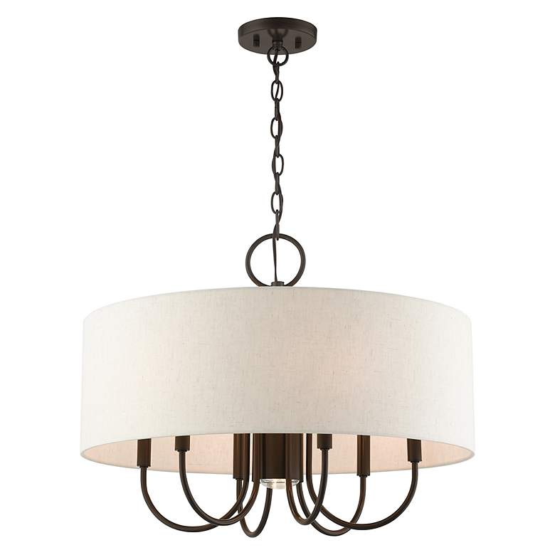 Image 5 Blossom 24" Wide English Bronze Drum Pendant Light more views