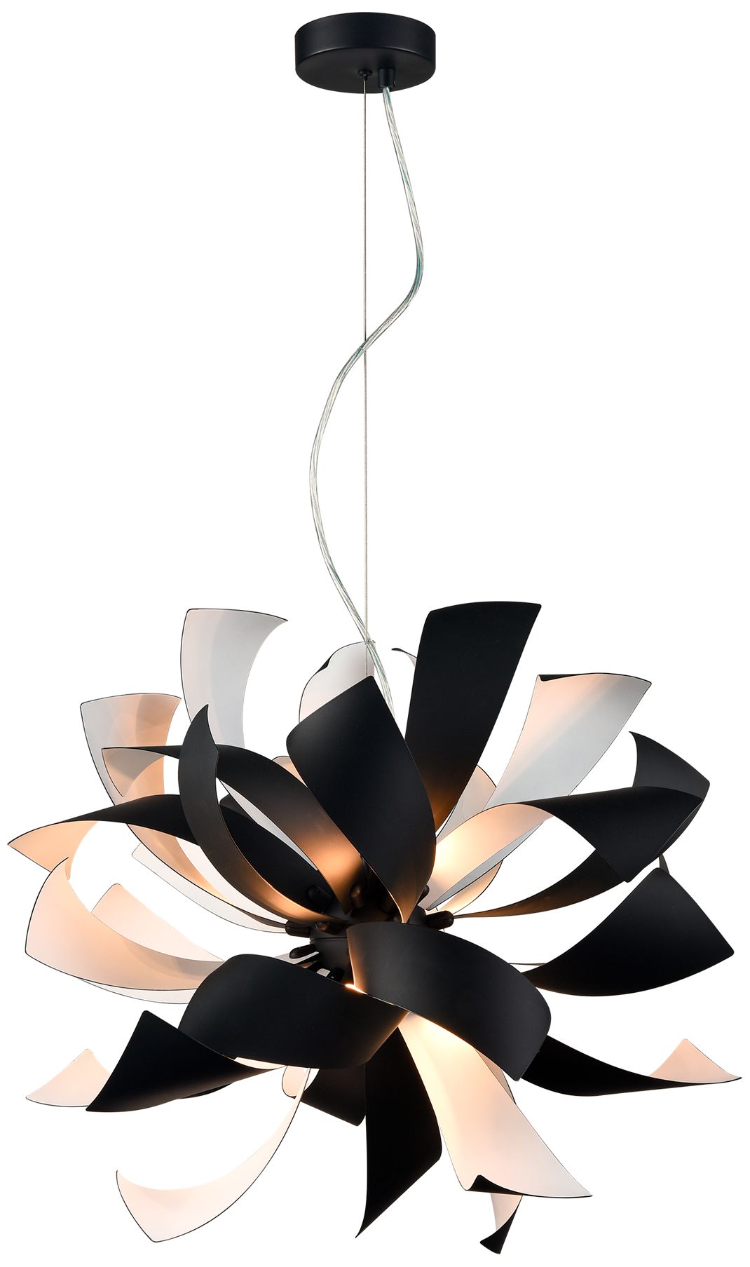 Image 2 Blossom 24" Wide Matte Black and Matte White Chandelier more views