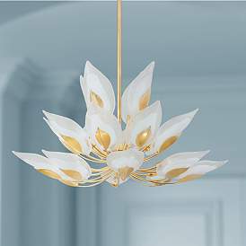 Image1 of Blossom 40 1/2" Wide Gold Leaf w/ Clear Glass Chandelier