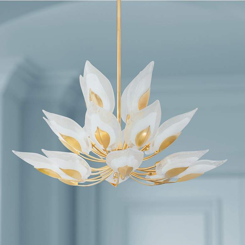 Image 1 Blossom 40 1/2" Wide Gold Leaf w/ Clear Glass Chandelier