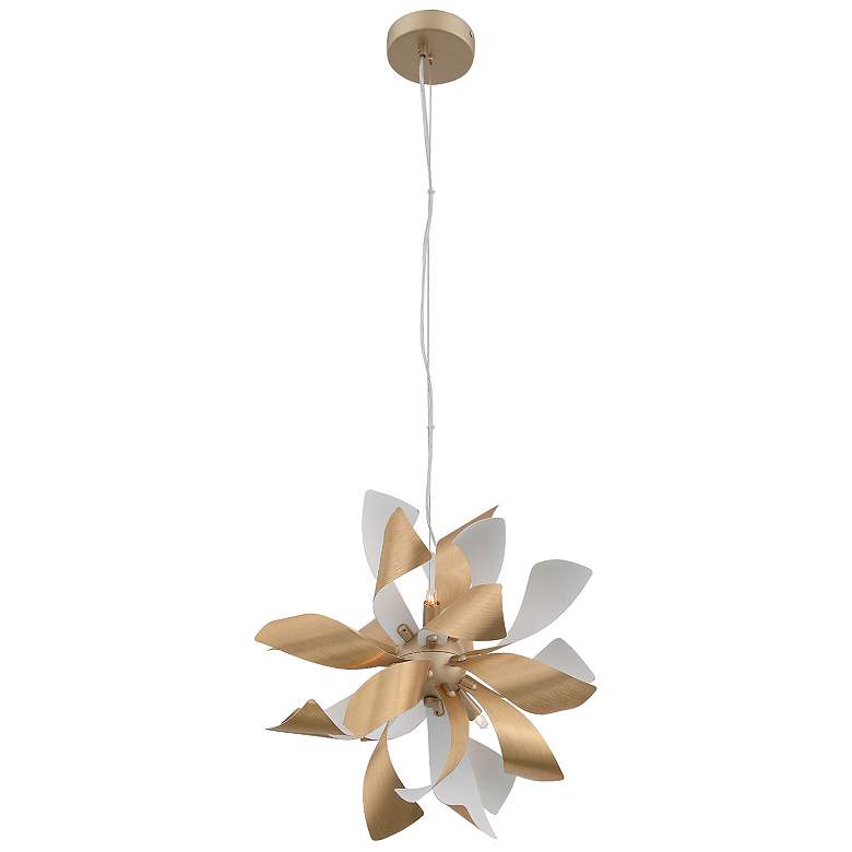 Image 1 Blossom 6-Light Decorative Floral Windmill Brushed Brass Pendant Light