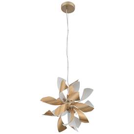 Image1 of Blossom 6-Light Decorative Floral Windmill Brushed Brass Pendant Light