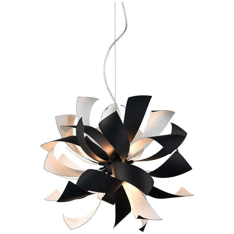 Image 1 Blossom 9-Light Decorative Floral Windmill Matte Black Chandelier