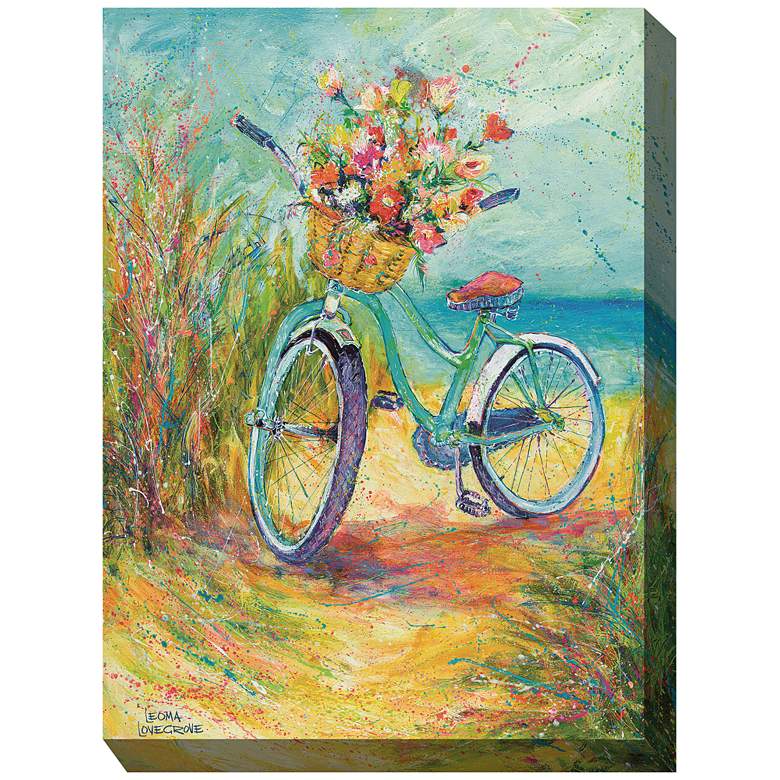 Image 2 Blossom Bike 40" High Rectangular Outdoor Canvas Wall Art