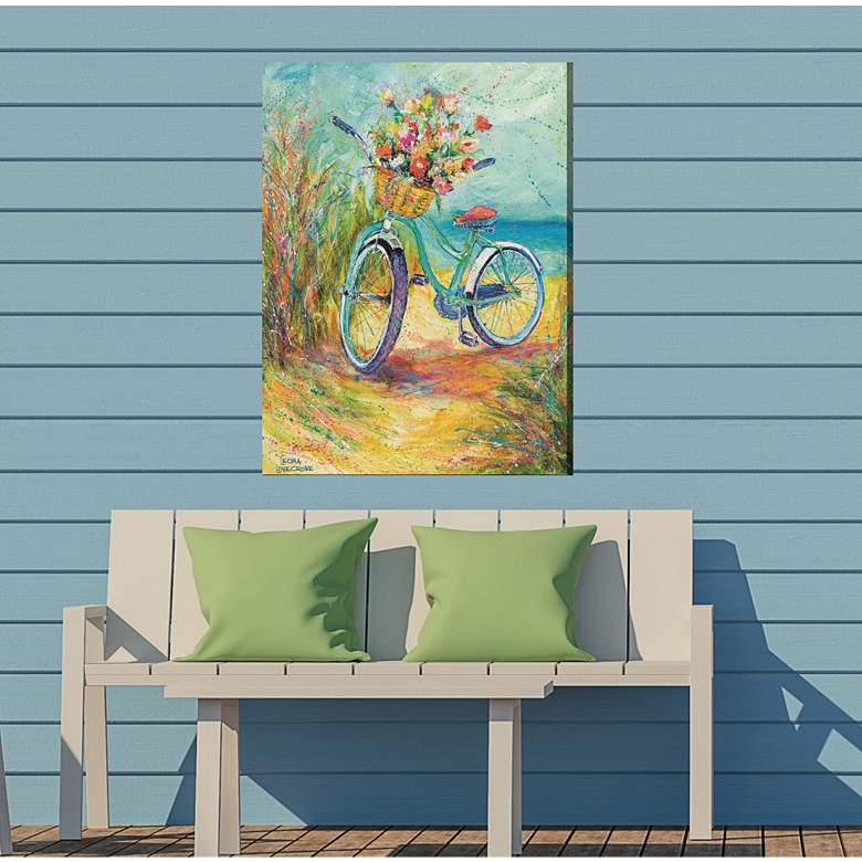 Image 3 Blossom Bike 40" High Rectangular Outdoor Canvas Wall Art more views