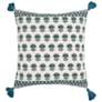 1_Blossom Blue Printed Cotton Tassel 20" Accent Cushion