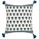 Blossom Blue Printed Cotton Tassel 20" Accent Cushion