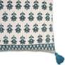 2_Blossom Blue Printed Cotton Tassel 20" Accent Cushion more views