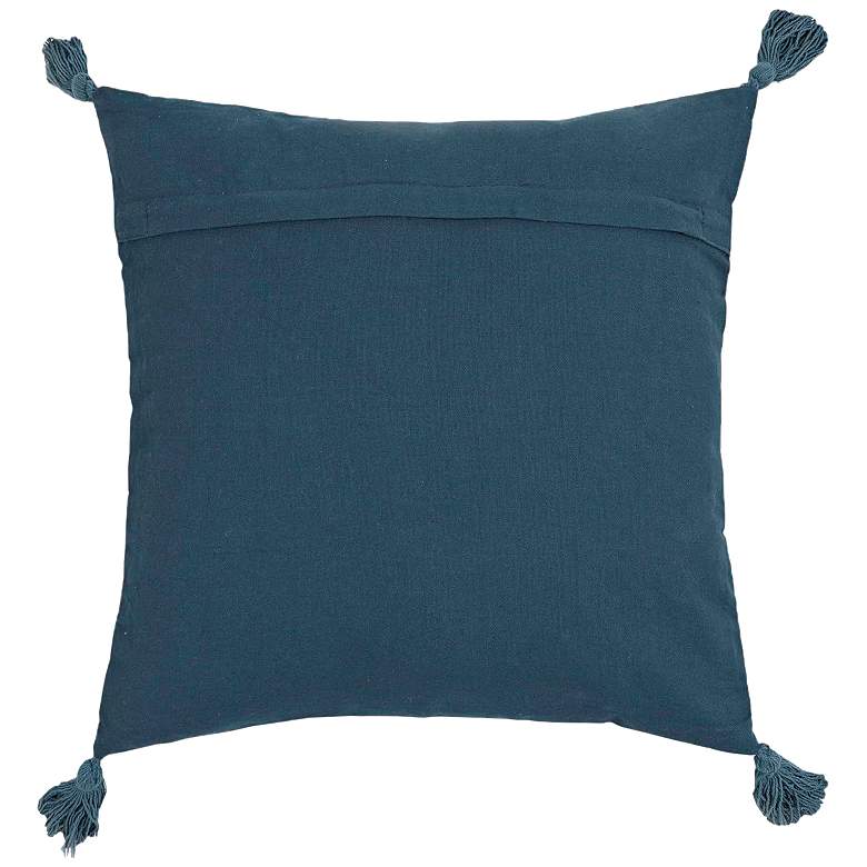 Image 3 Blossom Blue Printed Cotton Tassel 20" Accent Cushion more views