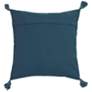 3_Blossom Blue Printed Cotton Tassel 20" Accent Cushion more views