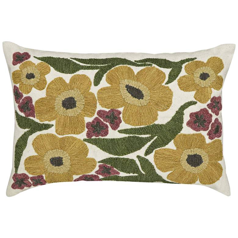 Image 1 Blossom Embroiled Daisy 24" x 16" Rectangular Accent Cushion