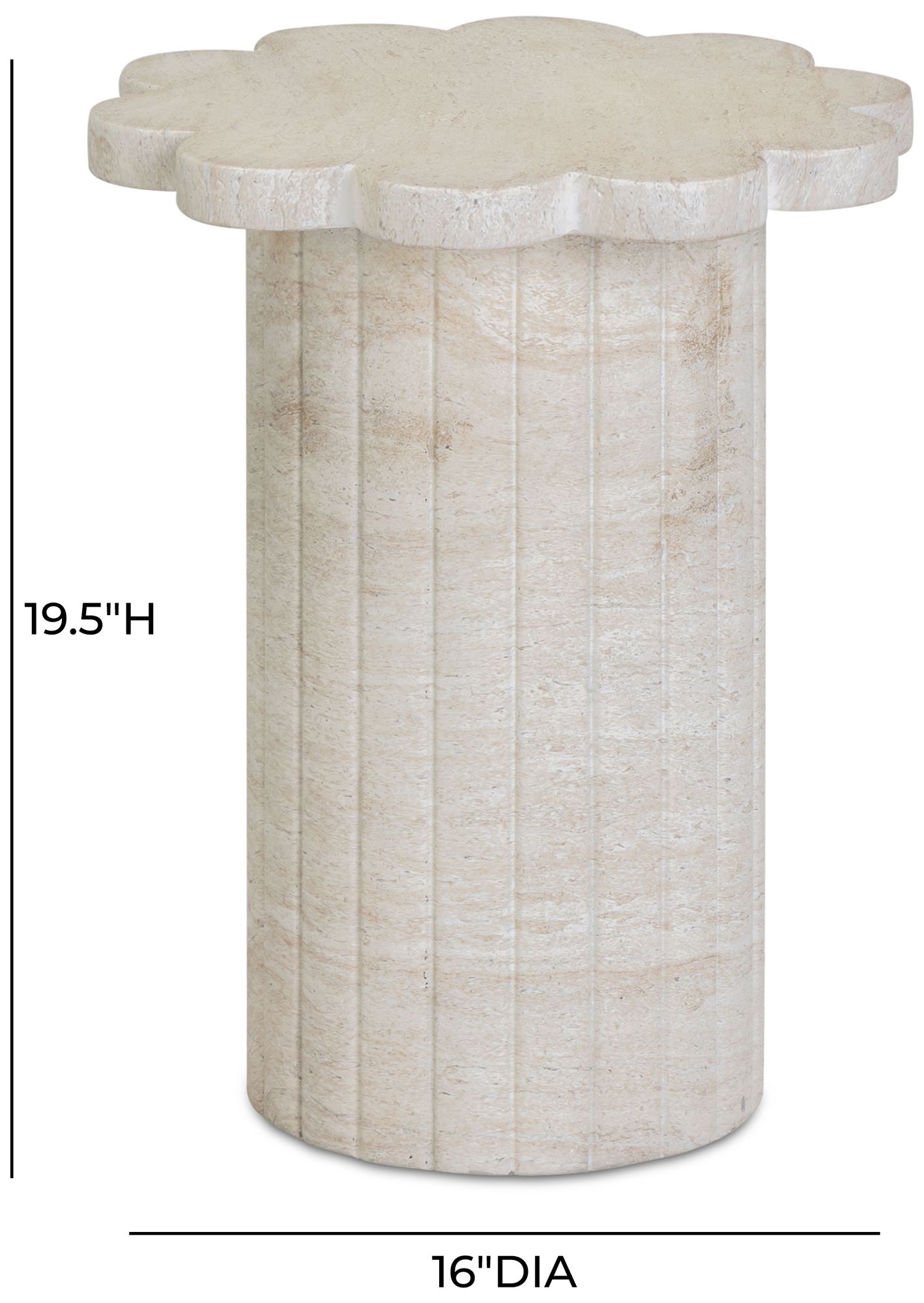 Blossom Faux Travertine Indoor/Outdoor Concrete Side Table