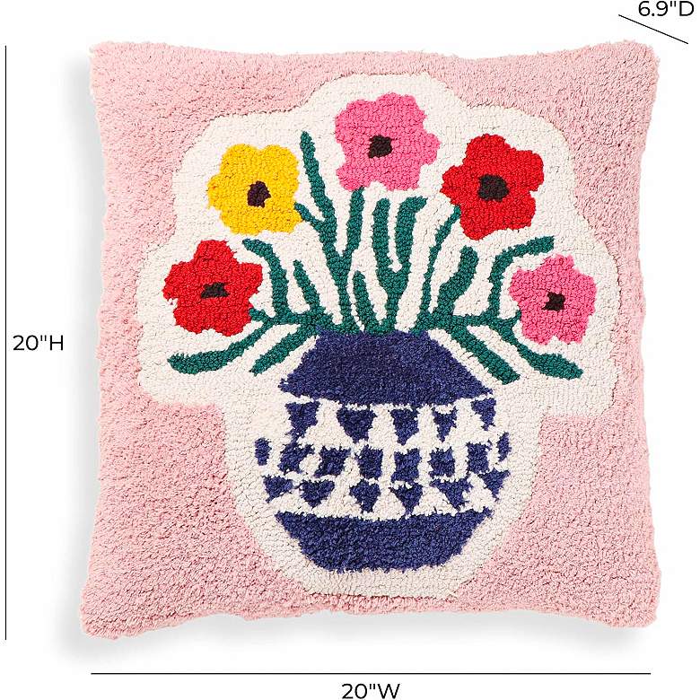 Image 4 Blossom Flower Vase Tufted 20" Square Accent Pillow more views