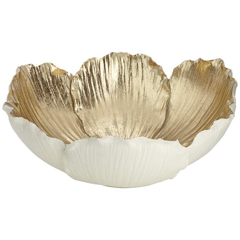 Image 2 Blossom Hill White and Golf Leaf Bowl
