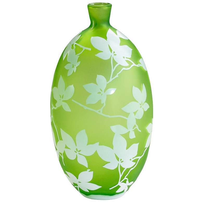 Image 1 Blossom Large Green and White Glass Vase