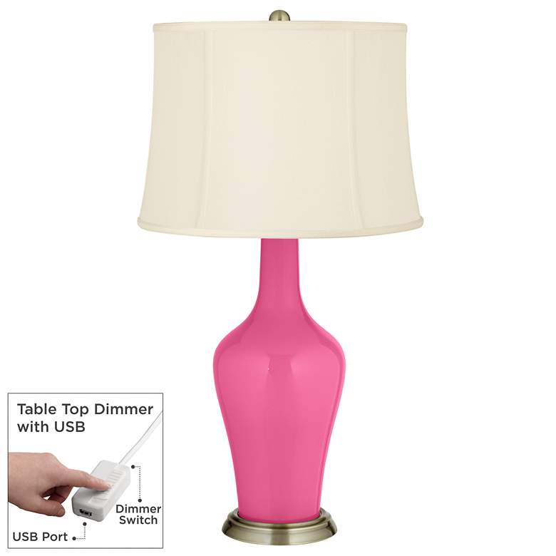 Image 1 Blossom Pink Anya Table Lamp with Dimmer