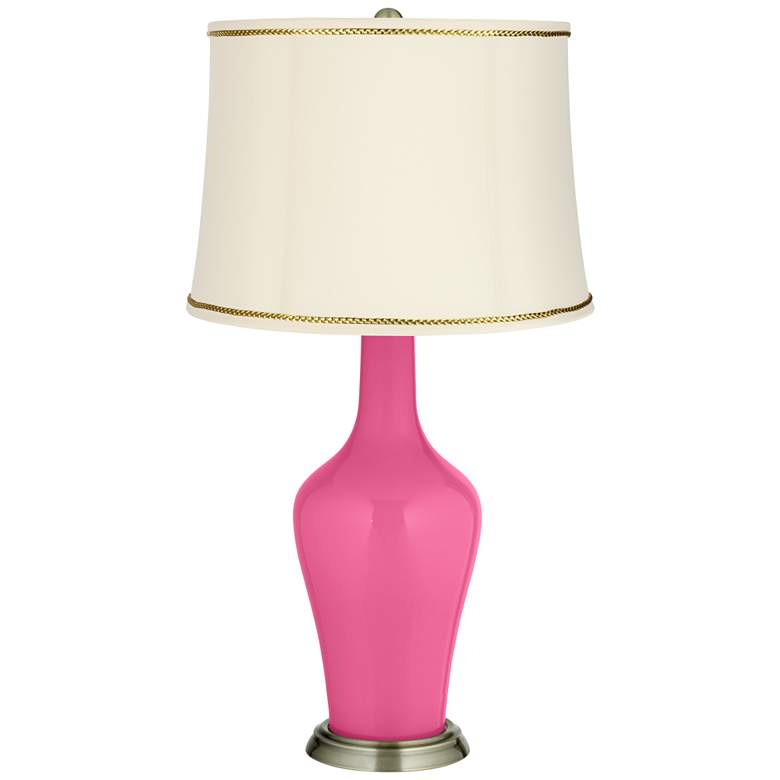 Image 1 Blossom Pink Anya Table Lamp with President&#39;s Braid Trim