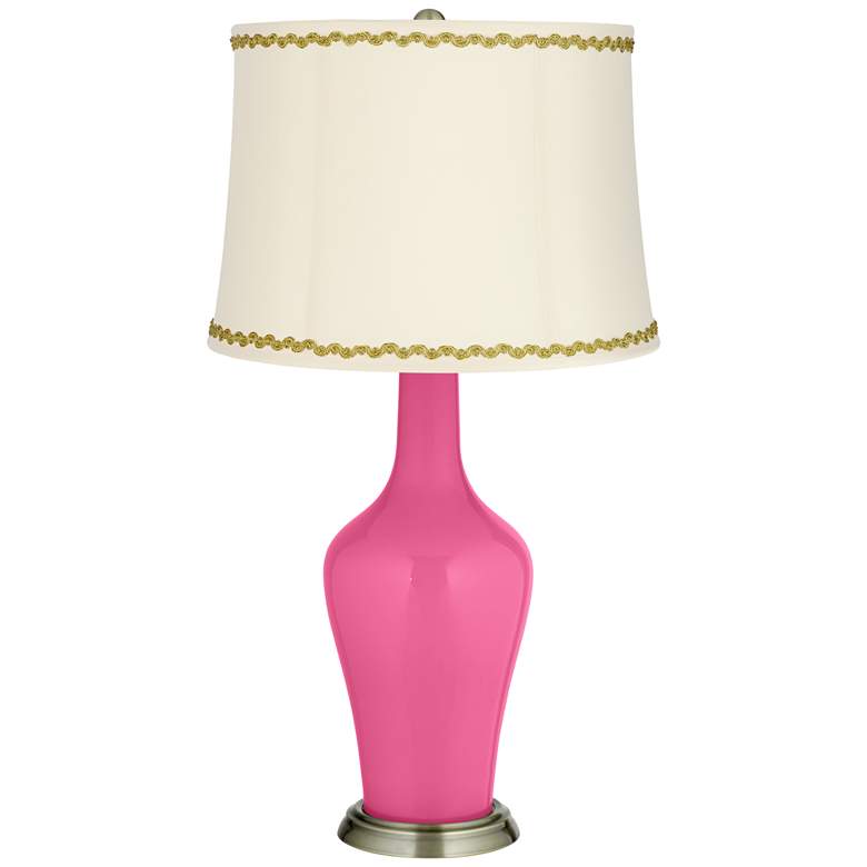 Image 1 Blossom Pink Anya Table Lamp with Relaxed Wave Trim