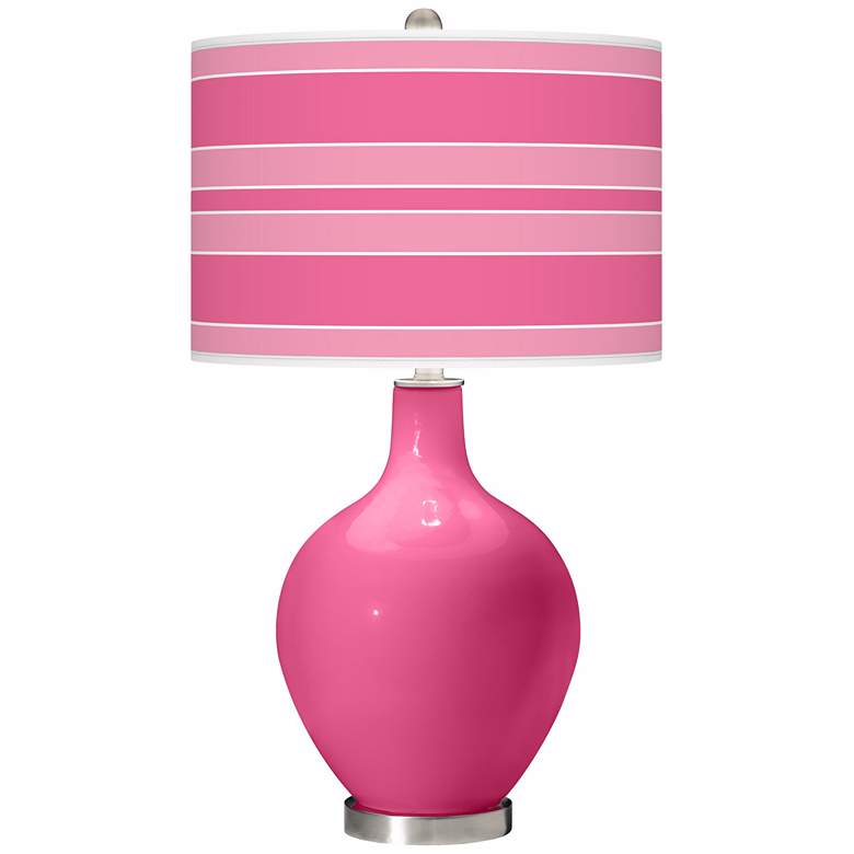 Image 1 Blossom Pink Bold Stripe Ovo Table Lamp