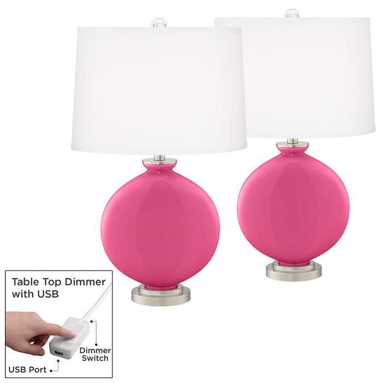 Image 1 Blossom Pink Carrie Table Lamp Set of 2 with Dimmers