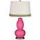 Blossom Pink Double Gourd Table Lamp with Scallop Lace Trim