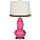 Blossom Pink Double Gourd Table Lamp with Wave Braid Trim