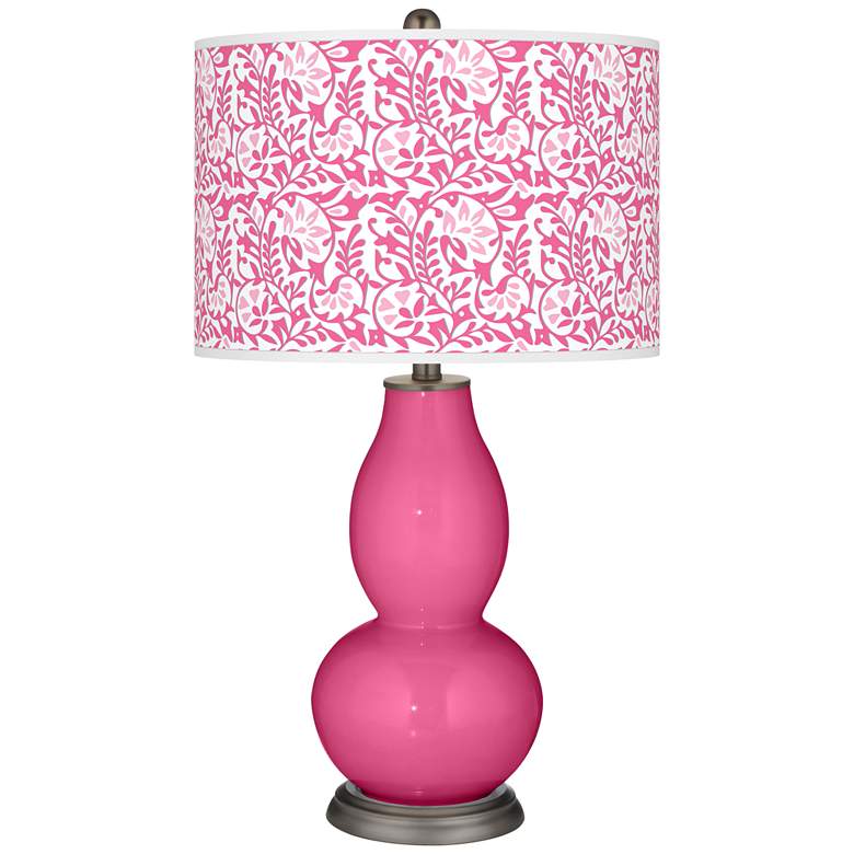 Blossom Pink Gardenia Double Gourd Table Lamp