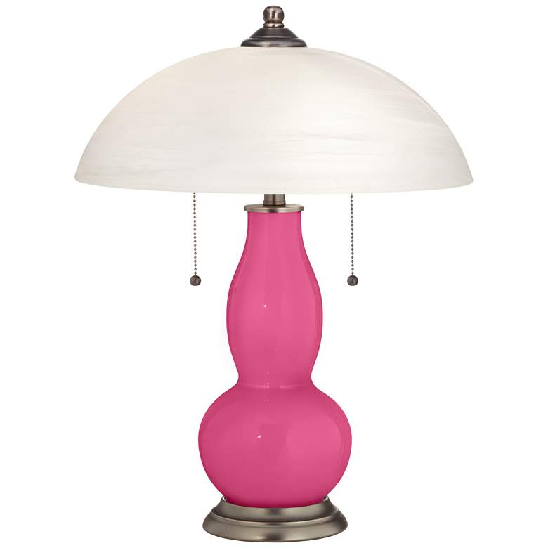 Image 1 Blossom Pink Gourd-Shaped Table Lamp with Alabaster Shade