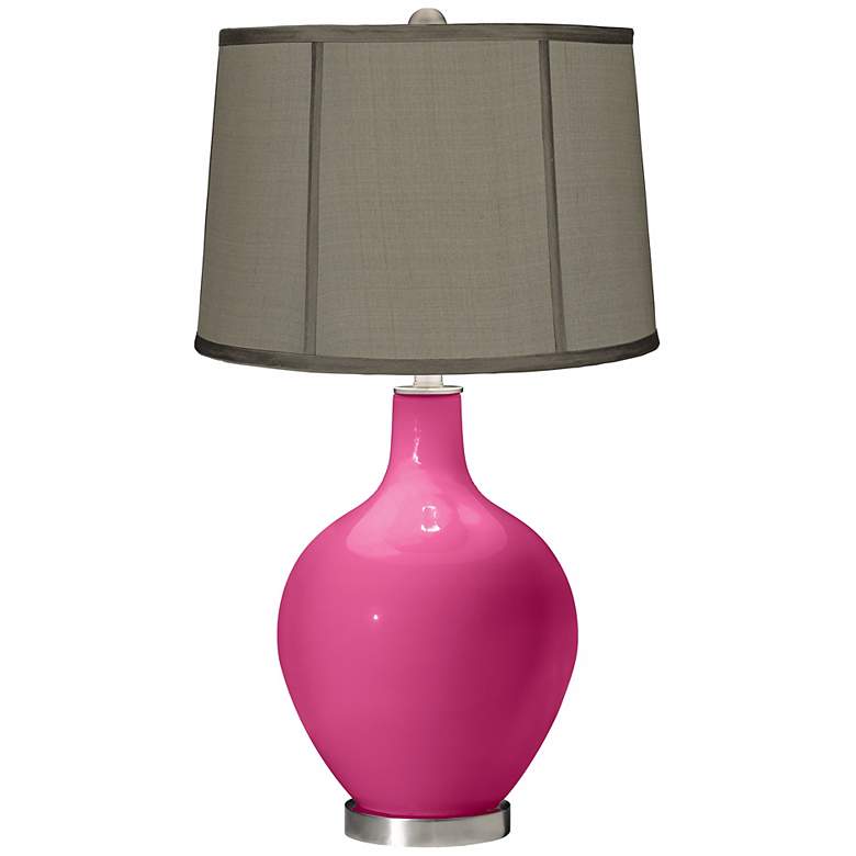 Image 1 Blossom Pink Gray Dupioni Silk Shade Ovo Table Lamp