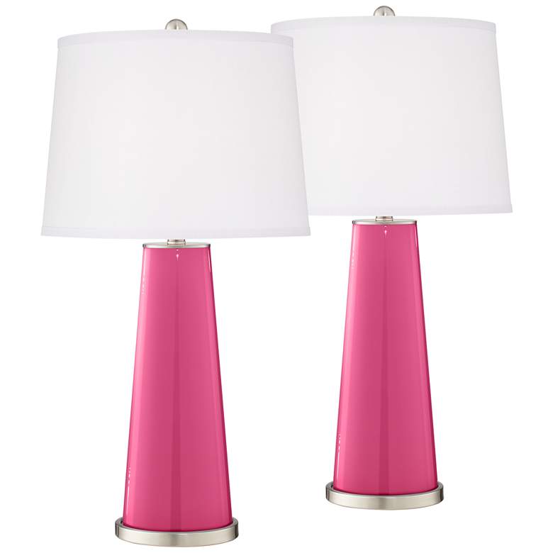Image 2 Blossom Pink Leo Table Lamp Set of 2 with Dimmers