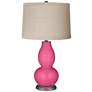 Blossom Pink Linen Drum Shade Double Gourd Table Lamp