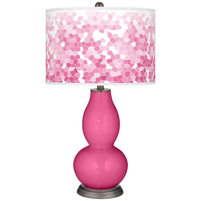 Image 1 Blossom Pink Mosaic Giclee Double Gourd Table Lamp