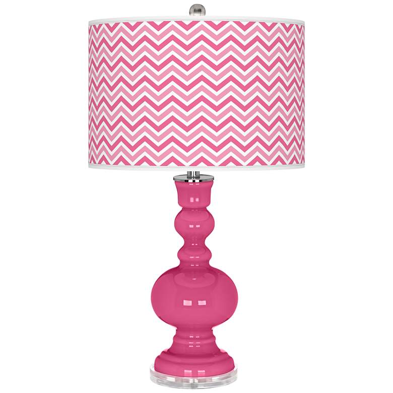 Image 1 Blossom Pink Narrow Zig Zag Apothecary Table Lamp