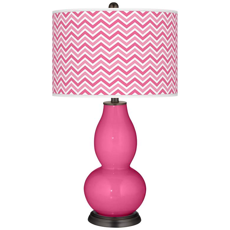 Image 1 Blossom Pink  Narrow Zig Zag Double Gourd Table Lamp